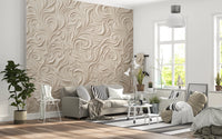 Elegant Cream Swirling Floral Relief Wallpaper Wall Mural