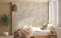 Elegant Cream Swirling Floral Relief Wallpaper Wall Mural