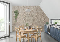 Elegant Cream Swirling Floral Relief Wallpaper Wall Mural
