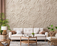 Elegant Cream Swirling Floral Relief Wallpaper Wall Mural