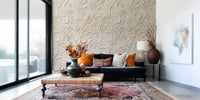 Elegant Cream Swirling Floral Relief Wallpaper Wall Mural