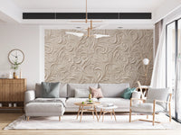 Elegant Cream Swirling Floral Relief Wallpaper Wall Mural
