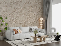 Elegant Cream Swirling Floral Relief Wallpaper Wall Mural