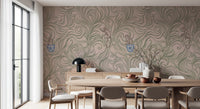 Chinoiserie Monkey Garden Pattern in Soft Pink Wall Mural