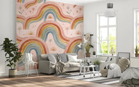 Boho Pastel Rainbow Waves Childrens Wallpaper Wall Mural