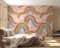 Boho Pastel Rainbow Waves Childrens Wallpaper Wall Mural