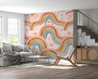 Boho Pastel Rainbow Waves Childrens Wallpaper Wall Mural