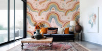 Boho Pastel Rainbow Waves Childrens Wallpaper Wall Mural