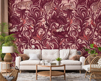 Enchanted Jungle Mermaid Botanical Crimson Wallpaper Wall Mural