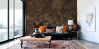 Elegant Gold Botanical Outline Wall Art Wall Mural