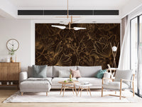 Elegant Gold Botanical Outline Wall Art Wall Mural