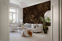 Elegant Gold Botanical Outline Wall Art Wall Mural
