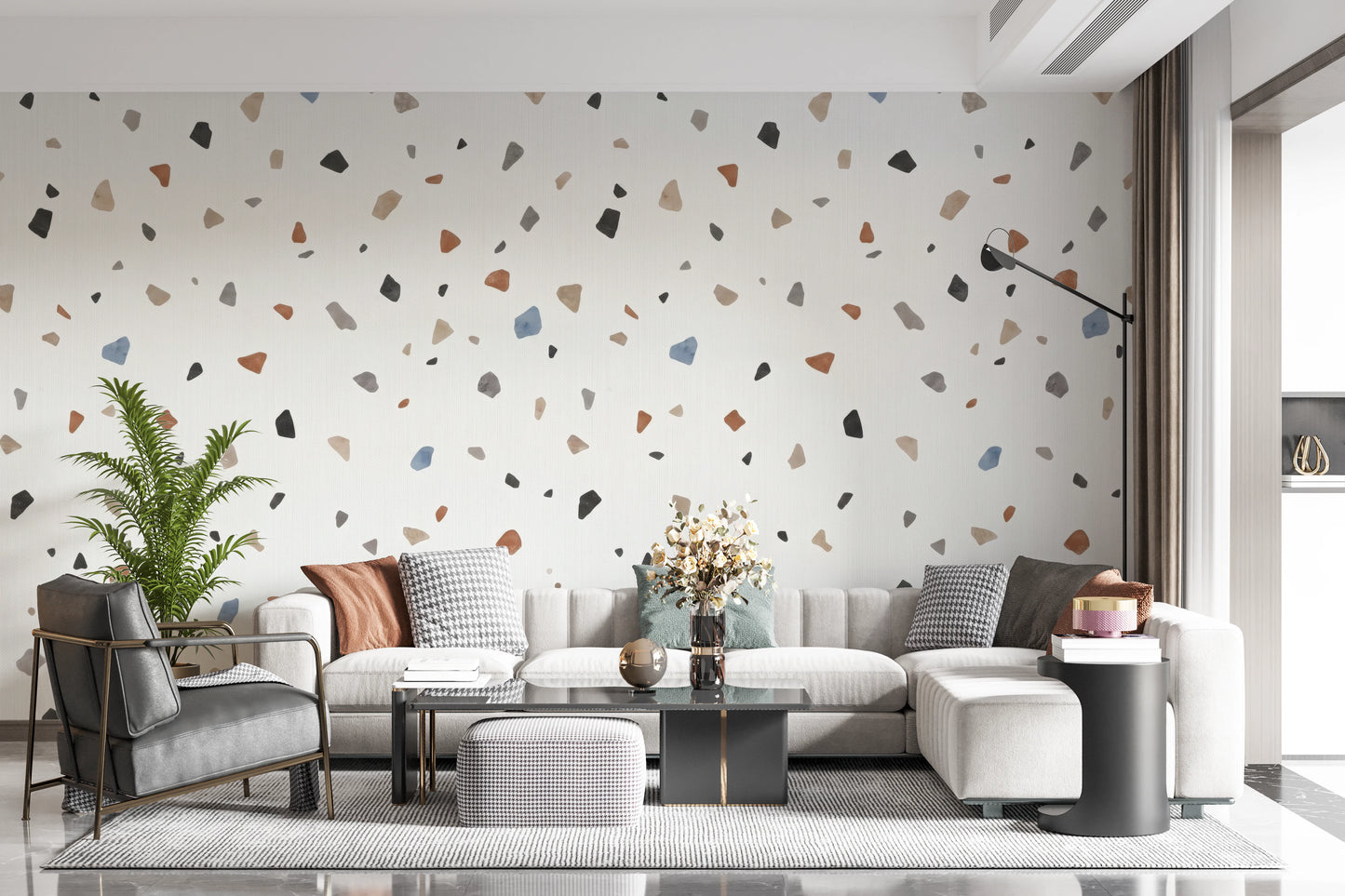 Modern Earthy Terrazzo Speckled Wallpaper Wall Mural