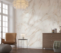 Luxury Calacatta marble mural with flowing gold veins