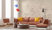 Minimalist Forest Line Art Botanical Wall Covering Wall Mural