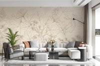 Minimalist Forest Line Art Botanical Wall Covering Wall Mural