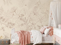 Minimalist Forest Line Art Botanical Wall Covering Wall Mural