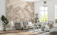 Misty Forest Path Sepia Sketch Wallpaper Wall Mural