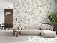 Elegant Hummingbird and Floral Botanical Garden Wallpaper Wall Mural