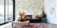Elegant Hummingbird and Floral Botanical Garden Wallpaper Wall Mural