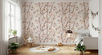 Soft Watercolor Birch Forest Botanical Mural Wallpaper⁠