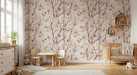 Soft Watercolor Birch Forest Botanical Mural Wallpaper⁠