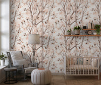 Soft Watercolor Birch Forest Botanical Mural Wallpaper⁠
