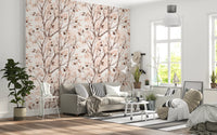 Soft Watercolor Birch Forest Botanical Mural Wallpaper⁠