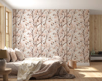 Soft Watercolor Birch Forest Botanical Mural Wallpaper⁠
