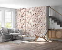 Soft Watercolor Birch Forest Botanical Mural Wallpaper⁠