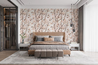 Soft Watercolor Birch Forest Botanical Mural Wallpaper⁠