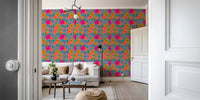 Vibrant Tropical Hibiscus Floral Pattern Wallpaper⁠