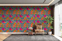 Vibrant Tropical Hibiscus Floral Pattern Wallpaper⁠