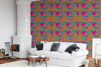 Vibrant Tropical Hibiscus Floral Pattern Wallpaper⁠