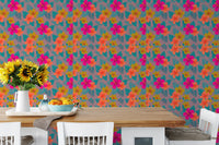 Vibrant Tropical Hibiscus Floral Pattern Wallpaper⁠