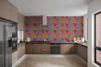 Vibrant Tropical Hibiscus Floral Pattern Wallpaper⁠