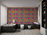 Vibrant Tropical Hibiscus Floral Pattern Wallpaper⁠