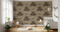 Enchanted Forest Floor Mushroom Nature Pattern Wallpaper⁠
