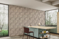 Elegant Botanical Beige and Charcoal Floral Wallpaper Wallpaper⁠