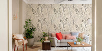 Minimalist Botanical Leaf Line Art Wallpaper Wallpaper⁠