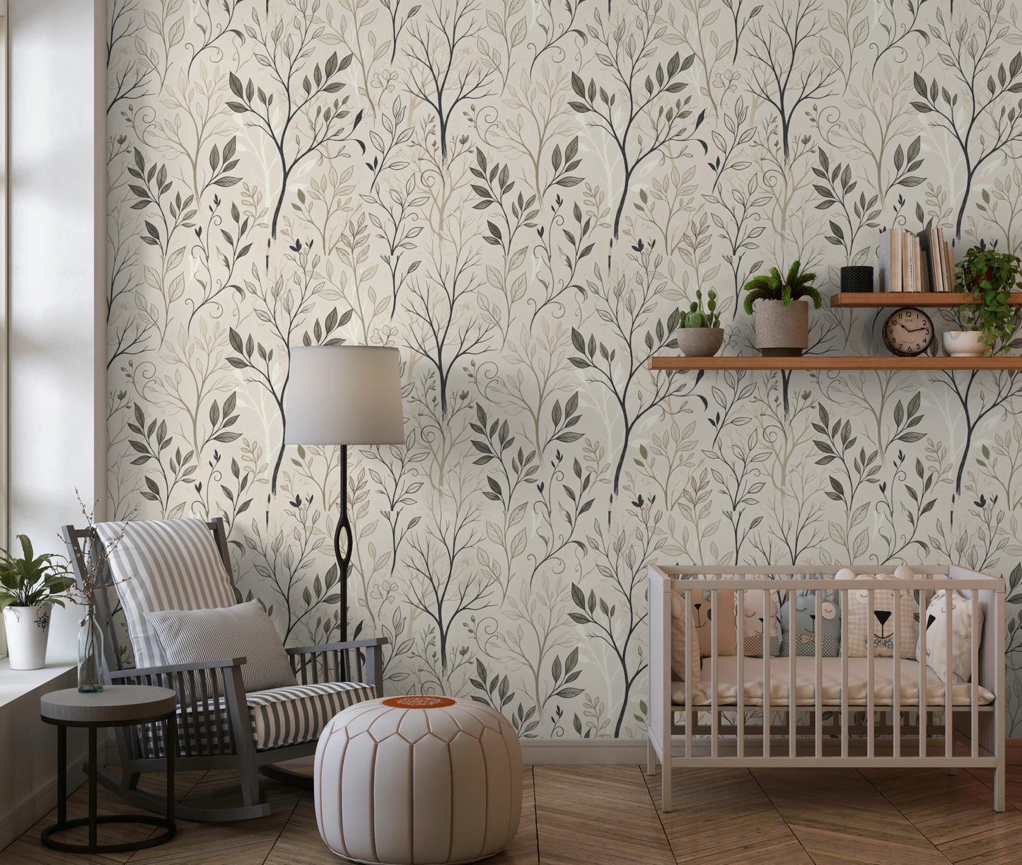 Minimalist Botanical Leaf Line Art Wallpaper Wallpaper⁠