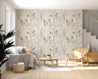 Minimalist Botanical Leaf Line Art Wallpaper Wallpaper⁠