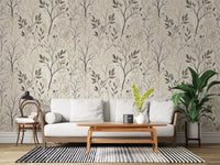 Minimalist Botanical Leaf Line Art Wallpaper Wallpaper⁠