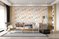 Playful Watercolor Rainbow Abstract Kids Pattern Wallpaper⁠
