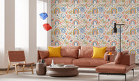 Playful Watercolor Rainbow Abstract Kids Pattern Wallpaper⁠