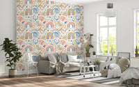 Playful Watercolor Rainbow Abstract Kids Pattern Wallpaper⁠