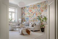 Playful Watercolor Rainbow Abstract Kids Pattern Wallpaper⁠