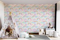 Pastel Rainbow and Sleepy Clouds Nursery Wallpaper Wallpaper⁠