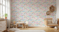 Pastel Rainbow and Sleepy Clouds Nursery Wallpaper Wallpaper⁠