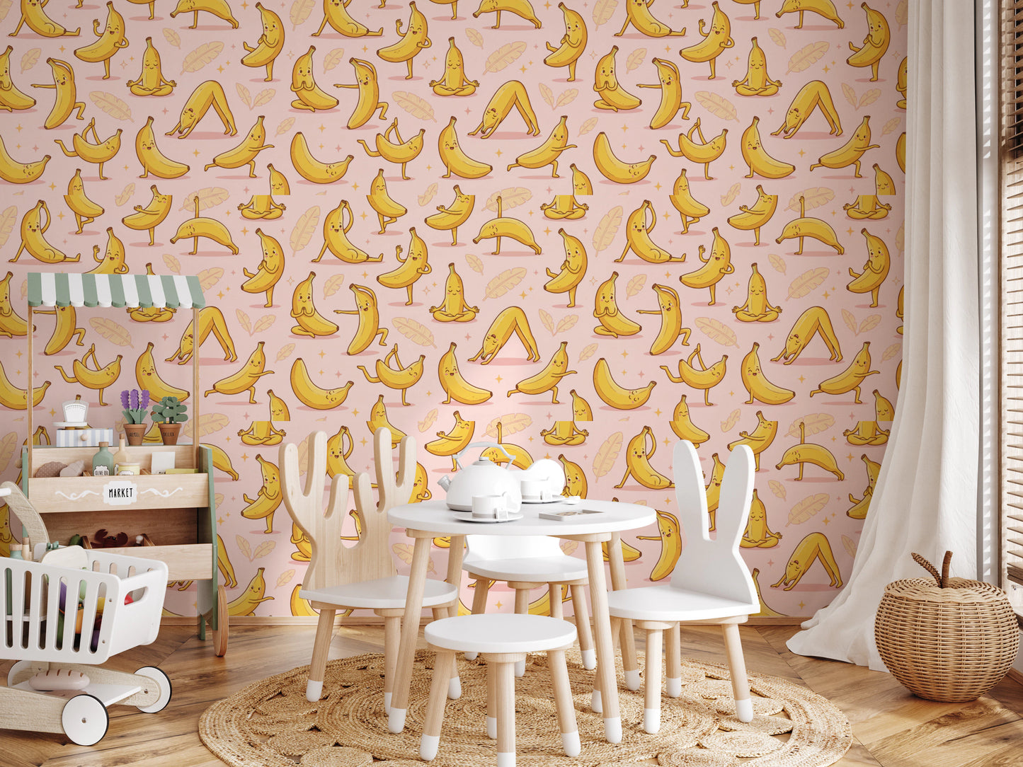 Cute Cartoon Banana Yoga Pose Wallpaper Wallpaper⁠